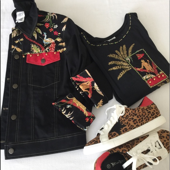 Vanity collection jkt+top black/Animal print small - Picture 4 of 8